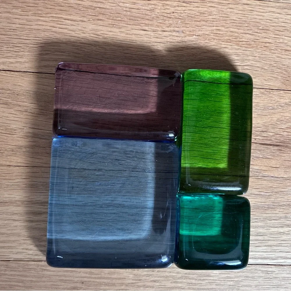 NWT Mosaic Puzzleweights Glass Paper Weights, by Design Ideas, Boxed